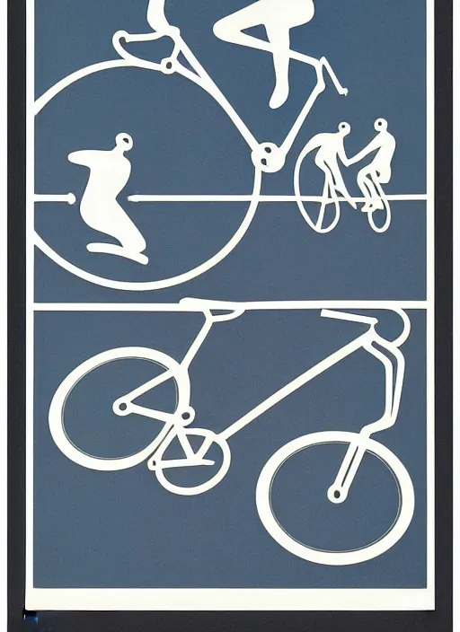 Image similar to cycling poster for 1 9 6 8 olympic games by otl aicher. screen printed. silver, blue, green, black. on white paper.