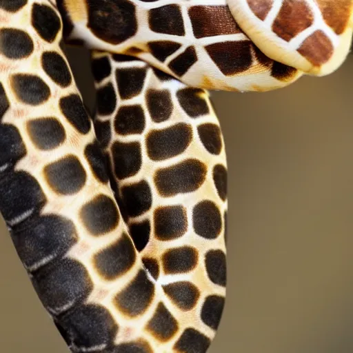 Image similar to baby snake wearing fake giraffe ossicones, tucked into its little bed, highly detailed, high definition, ultra realistic, soft focus