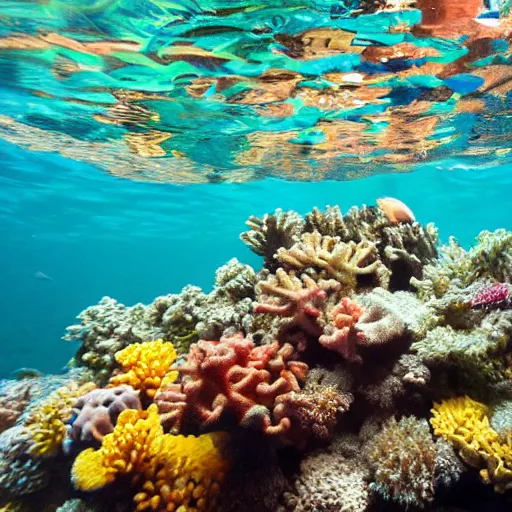 Prompt: coral reef on the supermarket checkout