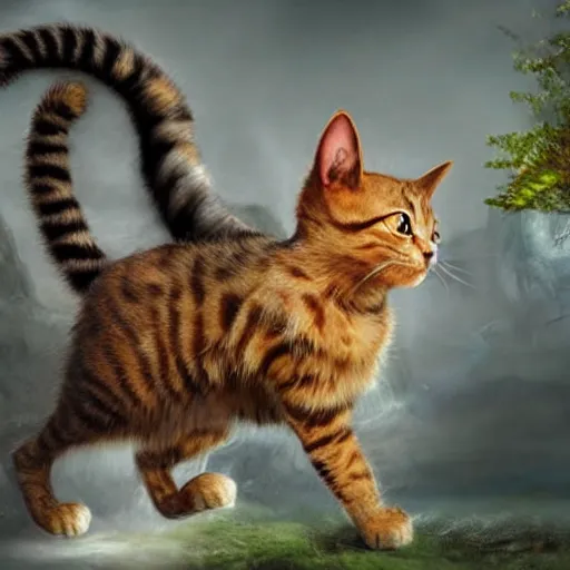 Prompt: fantasy art hyper realistic ai created cat interesting bizarre fantastic art award winning best ultra detailed magnificent