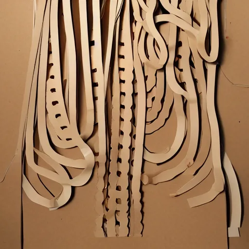 Image similar to cardboard cutout of tentacles, cut out of corrugated cardboard, realistic, cardboard cutout, flat, hyperrealistic photography