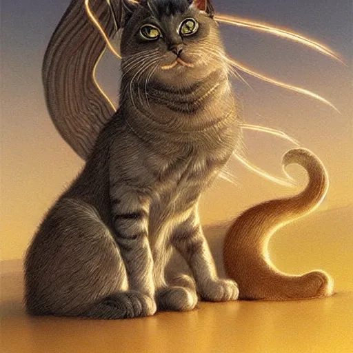 Prompt: divine heaven cat, digital art by John Howe