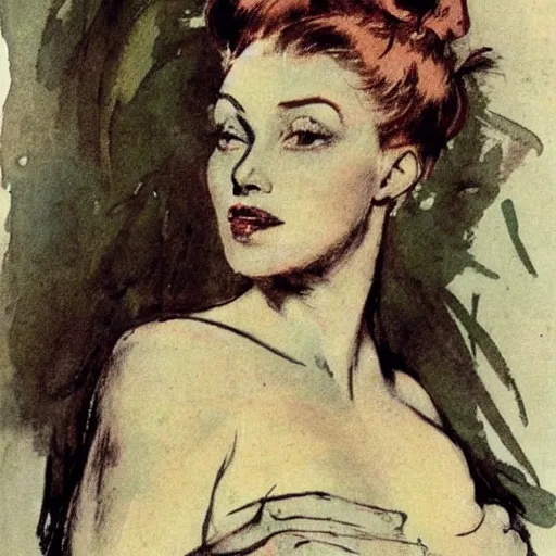 Prompt: portrait of a beautiful woman by heinrich kley