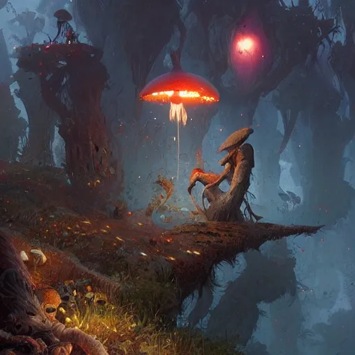 Image similar to shrooms geog darrow greg rutkowski