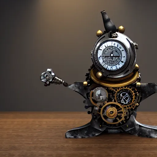 Prompt: a mechanical steampunk penguin, 4 k