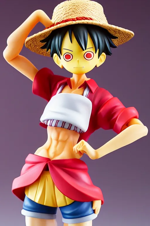 Image similar to figurine of luffy wearing an elegant summer blouse, personification, official store photo, commercial photo, featured on amiami, lovecraftian, 8 k, 8 5 mm, beautiful composition