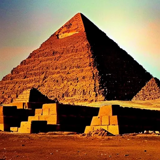 Image similar to pyramids beings built