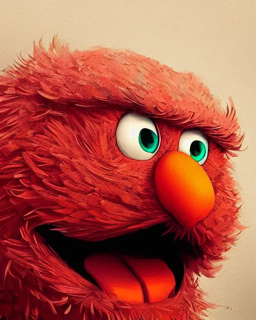 Image similar to portrait of elmo from sesame street, fantasy, intricate, elegant, highly detailed, digital painting, artstation, concept art, smooth, sharp focus, illustration, art by artgerm and greg rutkowski