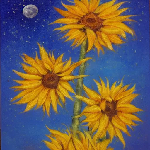 Image similar to 'sun flowers on the moon'