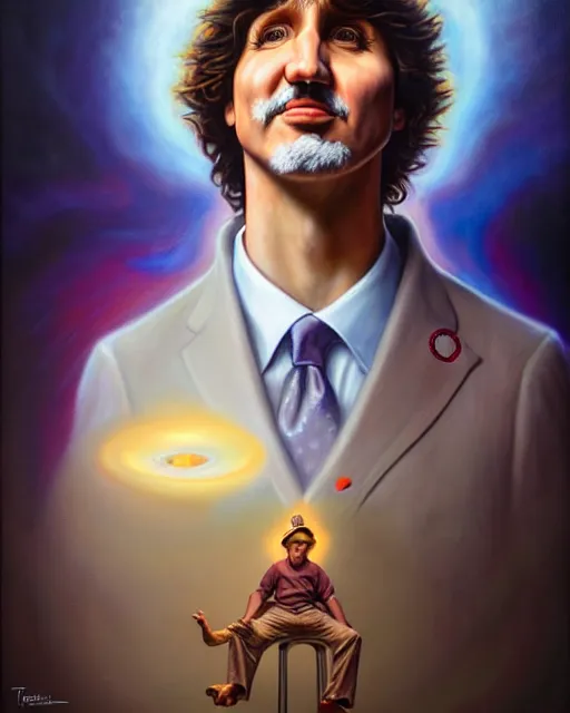 Image similar to detailed portrait of justin trudeau socks pheta by tomasz alen kopera and peter mohrbacher and johanna martine! and margaret keane! coherent luminescent