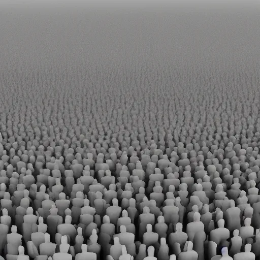 Prompt: ocean of faceless people, fine art