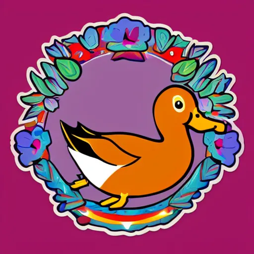 Image similar to portrait of a duck, sticker, highly detailed, colorful, illustration, smooth and clean vector curves, no jagged lines, vector art, smooth