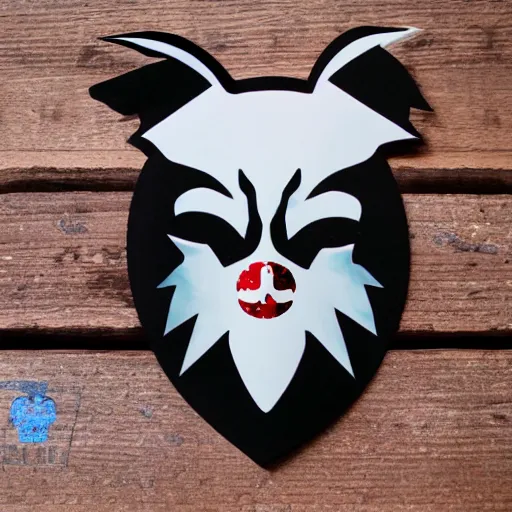 Image similar to die cut sticker, princess mononoke mask, splatter paint