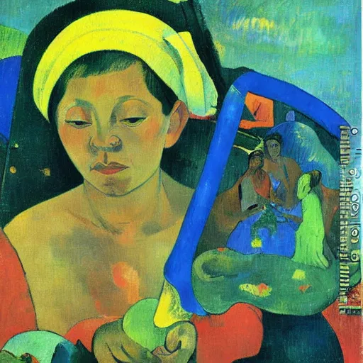 Image similar to the 1 2 days of christmas, expressionistic painting, extreme detail, by paul gauguin