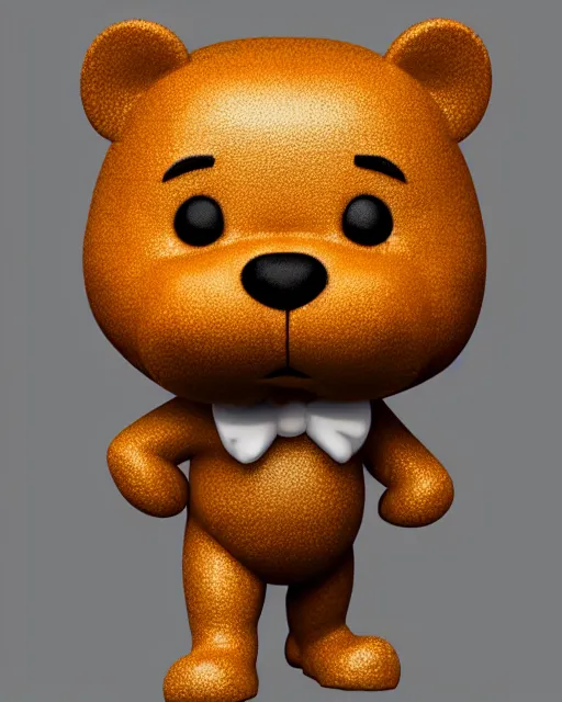 Image similar to full body 3d render of winnie poo as a funko pop, studio lighting, white background, blender, trending on artstation, 8k, highly detailed