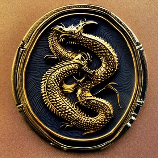 Image similar to emblem of black dragon on a gold metallic dragon emblem, by artgerm, tom bagshaw, gerald brom, moody vibe, victorian vibe, gold, shiny, gold, 4 k, hd,