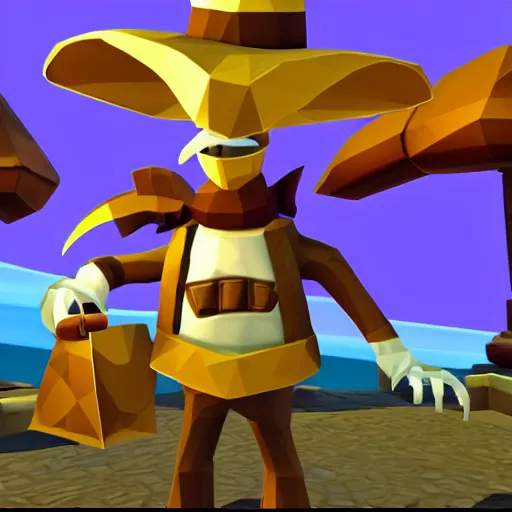 Image similar to screenshot of a humanoid inspector badger with a brown trenchcoat as an npc in spyro the dragon video game, with low poly playstation 1 graphics, upscaled to high resolution