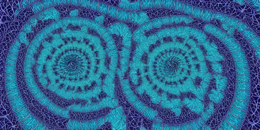 Prompt: mystical fractal pattern that is weaving in the shape of a spiral - h 1 0 2 4