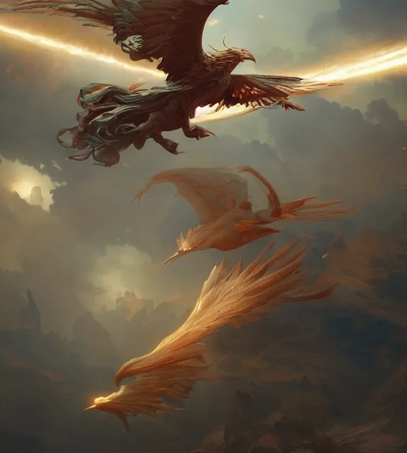 Image similar to a phoenix flying in an epic scene, bio luminescent, plasma, by ruan jia and artgerm and range murata and wlop and ross tran and william - adolphe bouguereau and beeple. key art. fantasy illustration. award winning, artstation, intricate details, realistic, hyperdetailed, 8 k resolution.