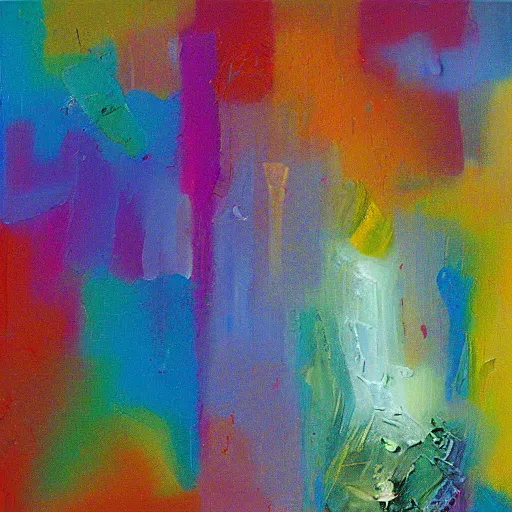 Prompt: a beautiful abstract colorful impasto organic textureg oil painting by gerhard richter