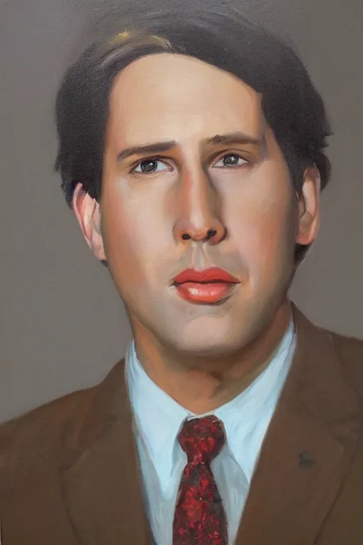 Prompt: portrait of young chevy chase snl, oil painting by wilson mclean, sharp focus, masterpiece, highly detailed