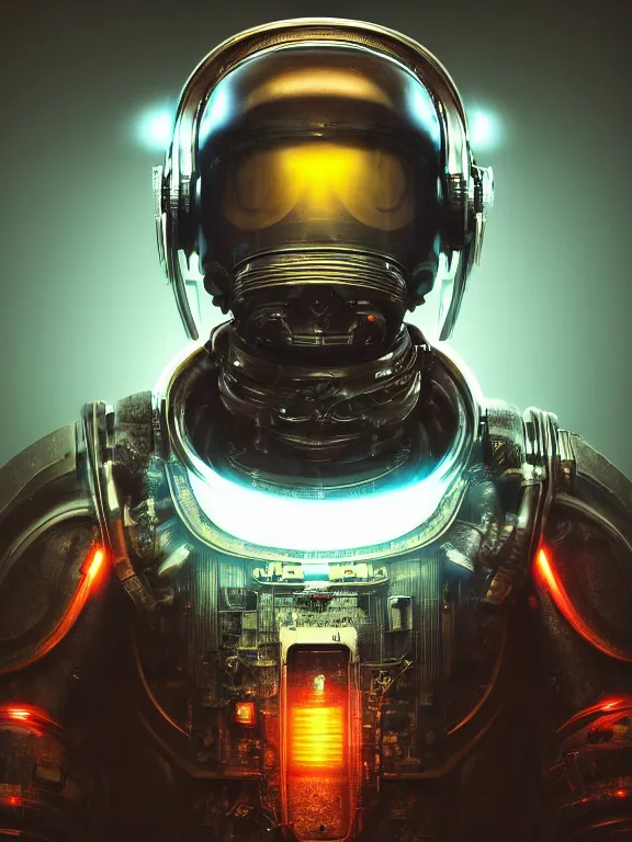 Prompt: portrait art of 8k ultra realistic retro futuristic exploding astronaut helmet, lens flare, atmosphere, glow, detailed,intricate,blade runner, cybernetic, full of colour, cinematic lighting, trending on artstation, 4k, hyperrealistic, focused, extreme details,unreal engine 5, cinematic, masterpiece, art by ayami kojima, giger