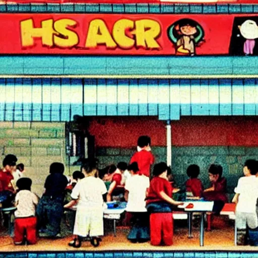 Image similar to a 1 9 9 0 s singaporean public education poster about hawker centres