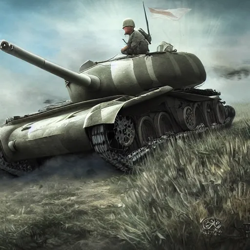 Prompt: WW2 Tank Battle, digital art, realistic, artstation