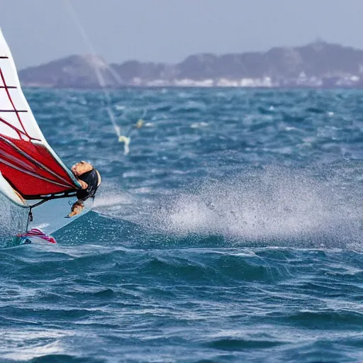 Image similar to A ragdoll cat windsurfing