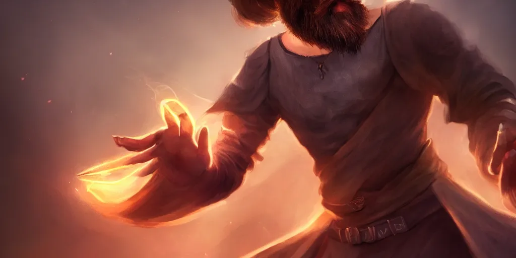 Prompt: a handsome brown hair bearded male sorcerer, he is casting a lighting spell, full body, light rays, bloom, epic pose, epic composition, dramatic lighting, concept art, award winning, trending on artstation