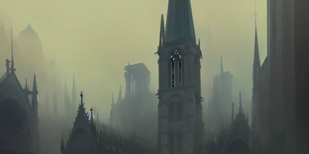 Prompt: notre dame, minimalistic design, pale colors, extremely detailed digital painting, in the style of fenghua zhong and ruan jia and jeremy lipking and peter mohrbacher, mystical colors, rim light, beautiful lighting, 8 k, stunning scene, raytracing, octane, trending on artstation