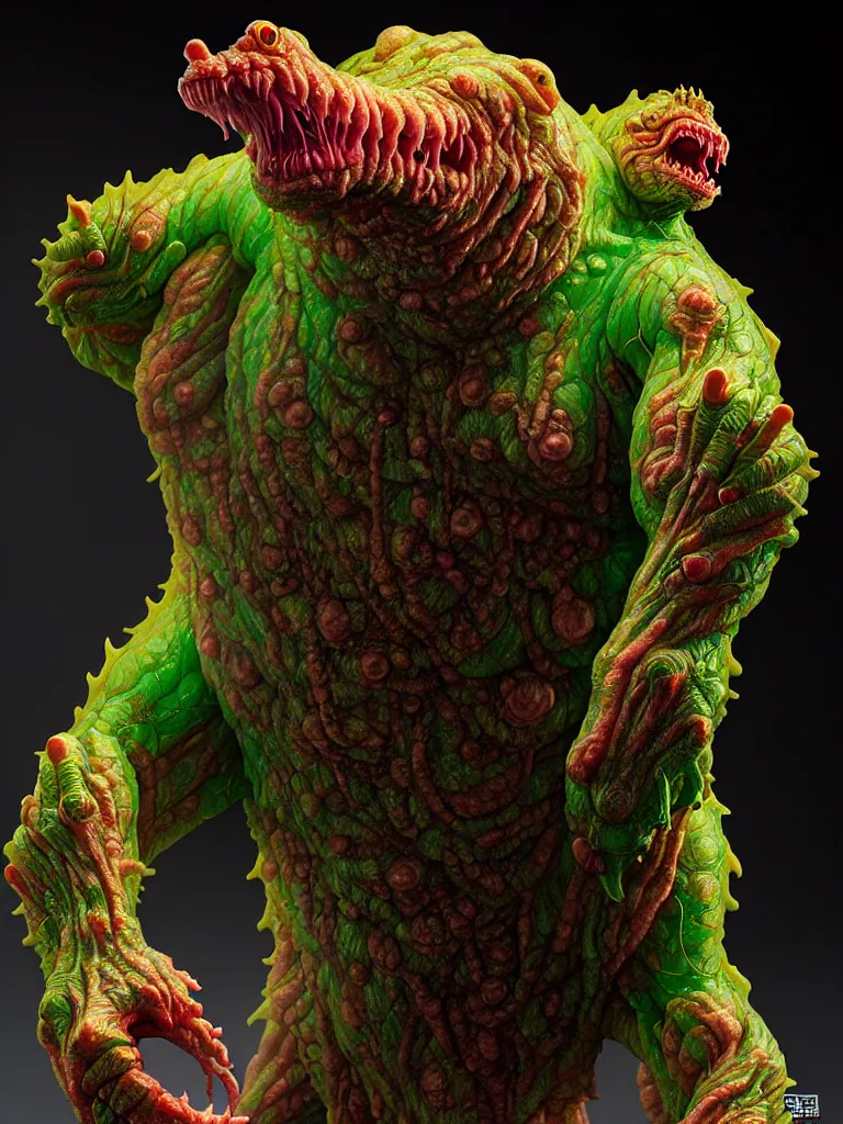 Prompt: hyperrealistic rendering, fat smooth cronenberg flesh monster transparent kaiju by donato giancola and greg rutkowski and wayne barlow and zdzisław beksinski, product photography, action figure, sofubi, studio lighting, colored gels, colored background