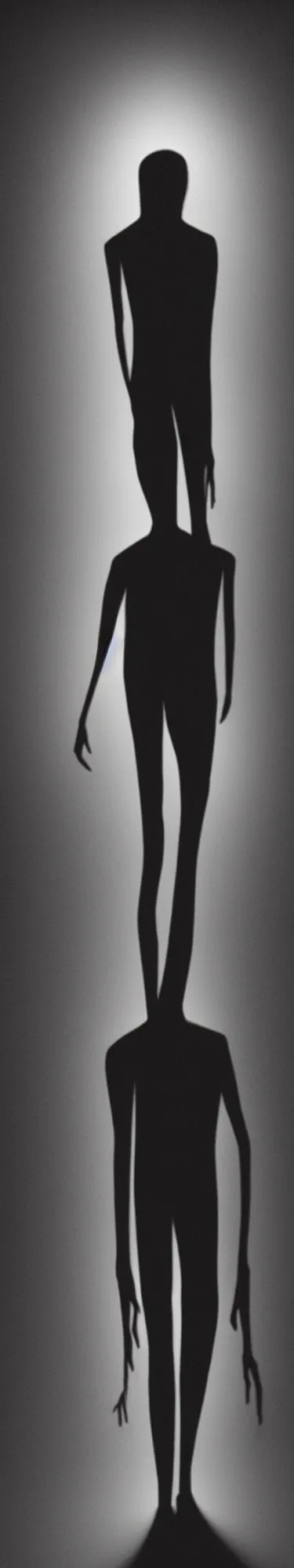 Prompt: Full body Portrait of slenderman backlit by sodium street lights