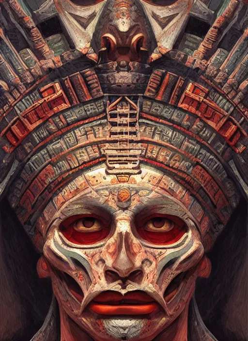 Image similar to digital _ painting _ of _ triangle head mayan god of death _ by _ filipe _ pagliuso _ and _ justin _ gerard _ symmetric _ fantasy _ highly _ detailed _ realistic _ intricate _ port