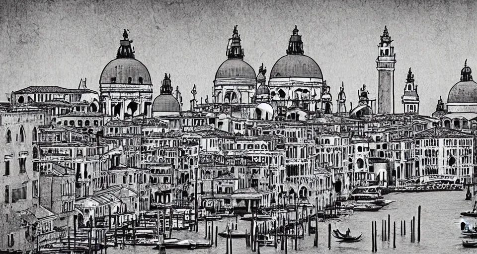 Image similar to venice skyline by junji ito, trending on artstation