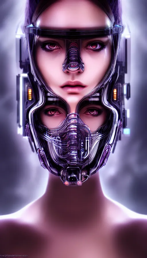 Image similar to face mask on beautiful woman face, cyberpunk art by kuno veeber, cgsociety, computer art, ultra detailed, futuristic, anime aesthetic