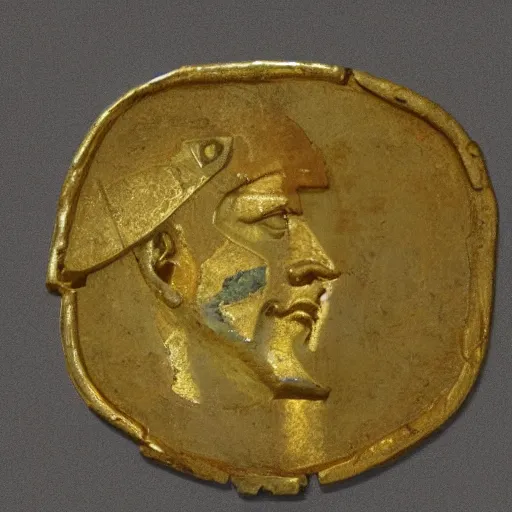 Prompt: 4 th century gold solidus coin of cyborg, today's featured photograph 4 k