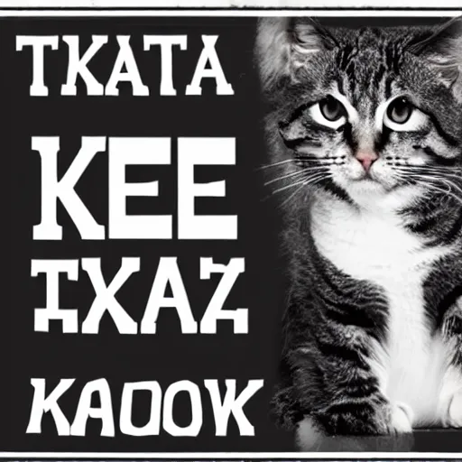Image similar to text : katzkab, black and white,