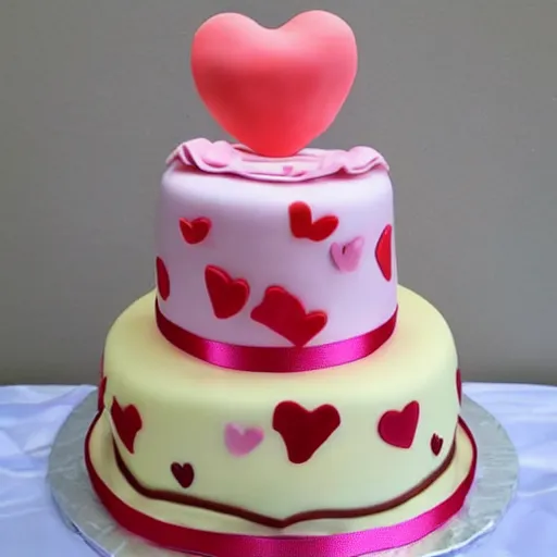 Image similar to beautiful cake with cake kitten in wheelchair holding up a broken heart decoration on top