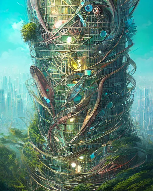 Prompt: highly detailed ecological skyscraper - face, ross tran, petros afshar, peter mohrbacher