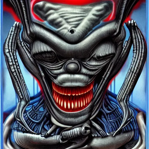 Prompt: anatomically correct diagram of 4 legged alien, hyperrealistic rendering, h. r. giger, perfection, red and blue, smoke in air, monster, scary, beautiful, high detail, cinematic