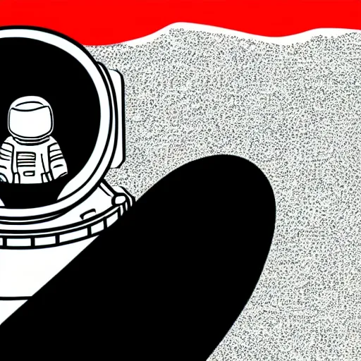 Image similar to Medium shot of a futuristic astronaut relaxing in space designed by Marjane Satrapi, digital art, cartoon art, minimalistic, illustration, fine lines, dadaistic,