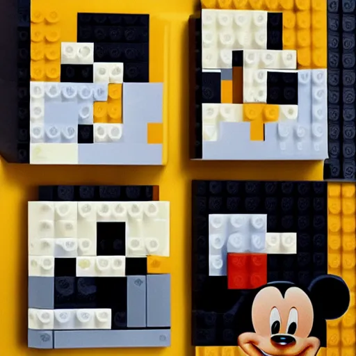 Prompt: mickey mouse in lego blocks
