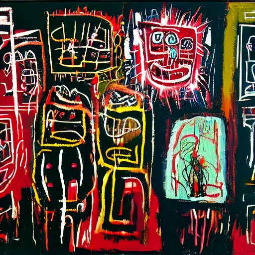 Image similar to inside a dark club, dancing, room is full of people, crowded, disco light, abstract expressionism, artwork by phillip guston and jean - michel basquiat