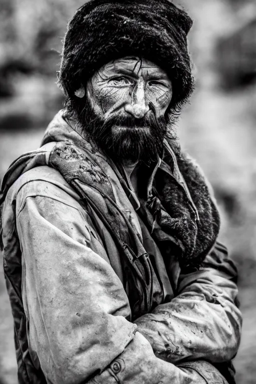 Prompt: Photo of Native Russian man Keeanu Reevees, portrait, skilled homeless, realistic, detailed, Keeanu Reevees, photorealistick, Sony A7R