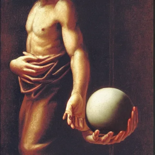 Image similar to painting of jesus christ delivering two balls from each hand