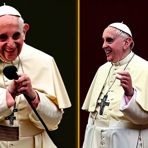Image similar to pope ratzinger dressed as a rock singer