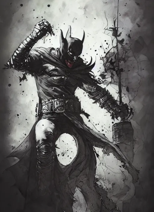 Image similar to portrait, Medieval Batman and Joker, watercolor, dramatic lighting, cinematic, establishing shot, extremly high detail, foto realistic, cinematic lighting, pen and ink, intricate line drawings, by Yoshitaka Amano, Ruan Jia, Kentaro Miura, Artgerm, post processed, concept art, artstation, matte painting, style by eddie mendoza, raphael lacoste, alex ross