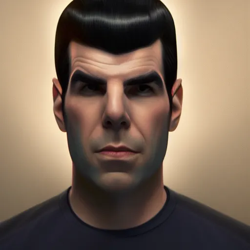 Prompt: ZACHARY QUINTO SPOCK, hyperdetailed + artstation + cgsociety + 8k