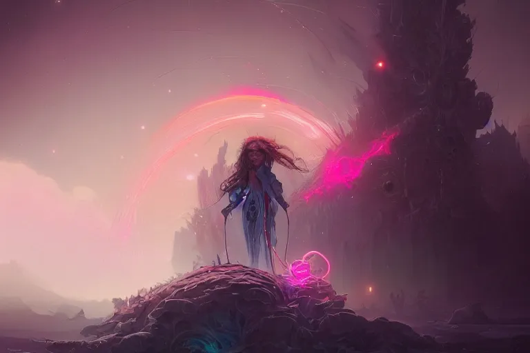 Prompt: I am a Giant on the universe by Anita Kunz, Leonardo da Vinci, Peter Mohrbacher, Tomasz Jedruszek and Jakub Różalski, Trending on artstation, highlights 8k resolution unreal engine hiperrealistic neon glow darkness dramatic hdr dramatic flower neon stellar color scheme